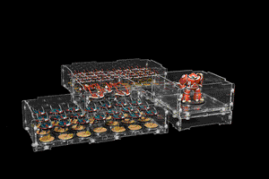 100% modular display cases stacking