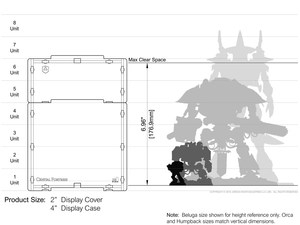 Sizing illustration showing acrylic case and cover height