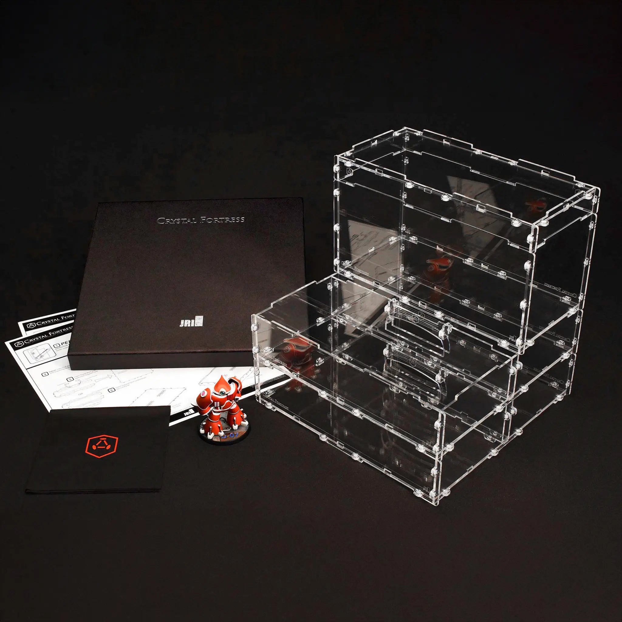 Crystal Fortress Three-Quarter Fortress Cube - modular acrylic display cases for miniatures and collectibles.