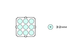 Diagram of Small Standard 32mm acrylic display case base