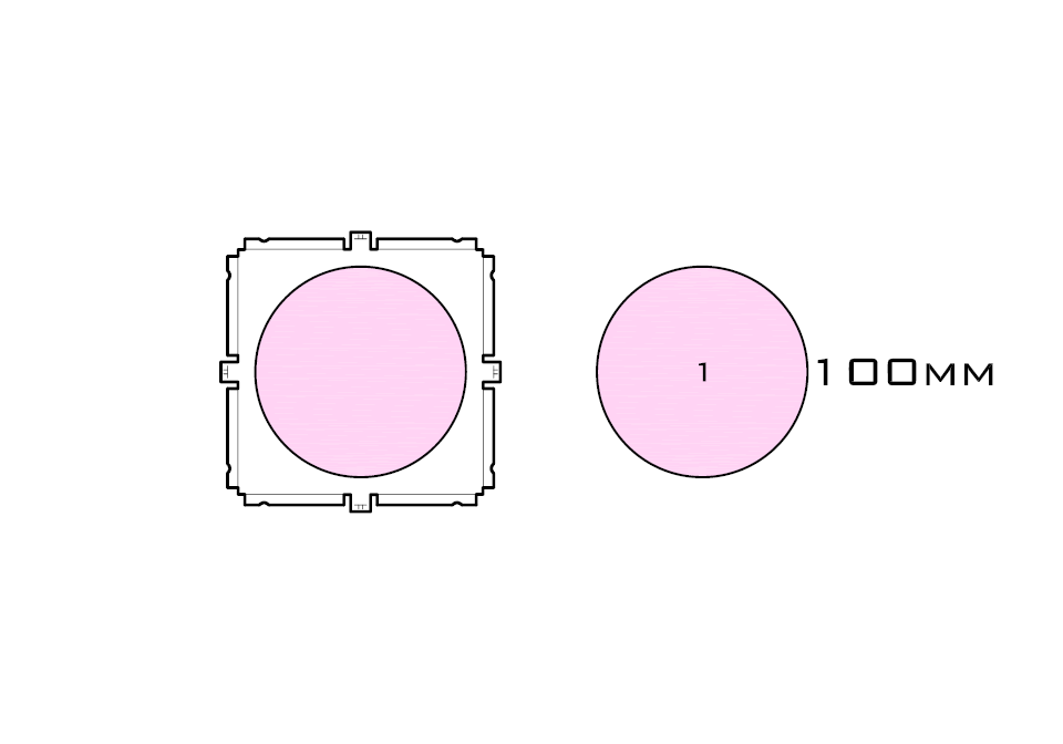 Diagram of Small Standard 100mm acrylic display case base