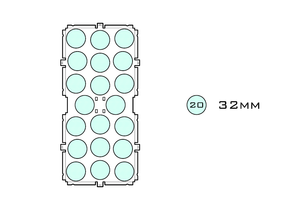 Diagram of Medium Standard 32mm acrylic display case base