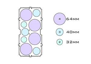 Diagram of Medium Standard 64mm acrylic display case base