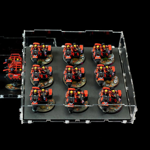 Blood Angel showcased on Crystal Fortress Iron Sheet in action. High-quality protection and display for Warhammer 40K enthusiasts.