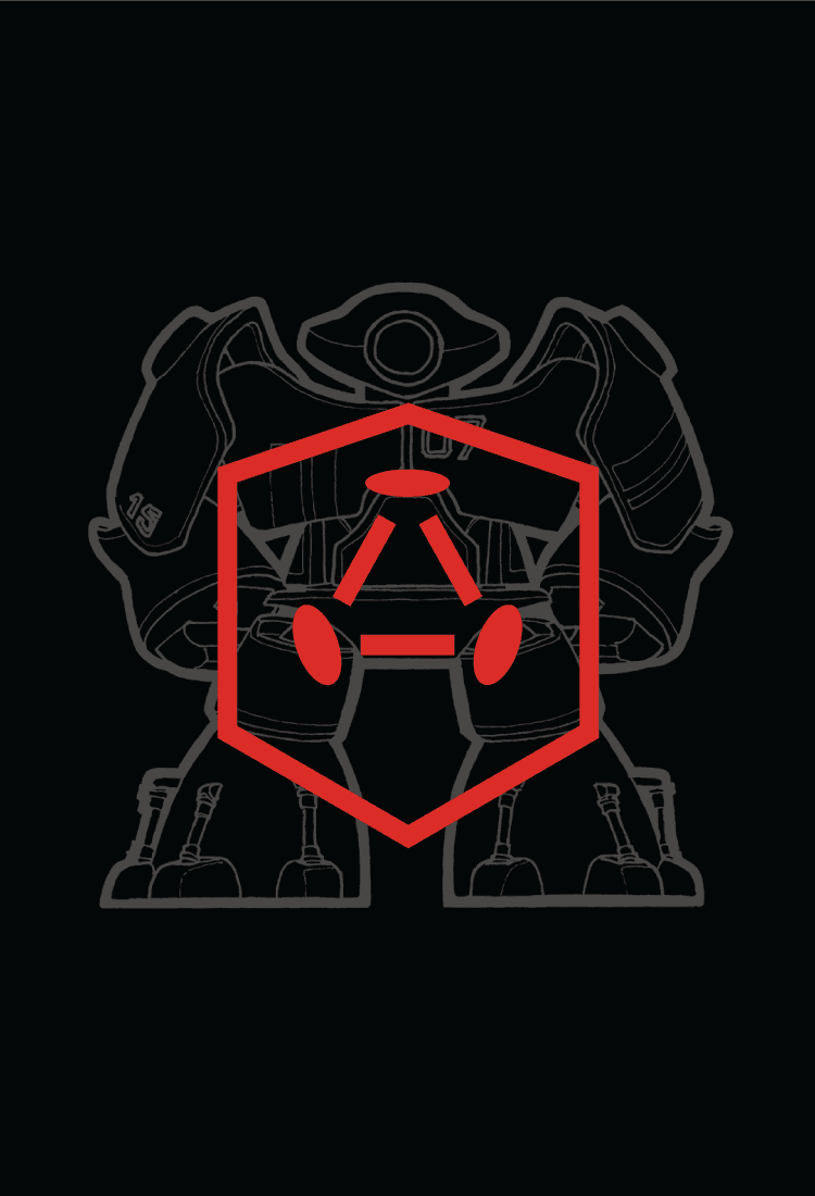 Crystal Fortress logo in front of illustration of robot