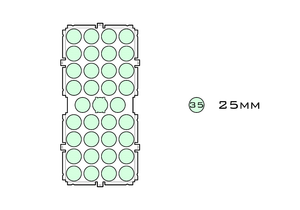 Diagram of Medium Standard 25mm acrylic display case base