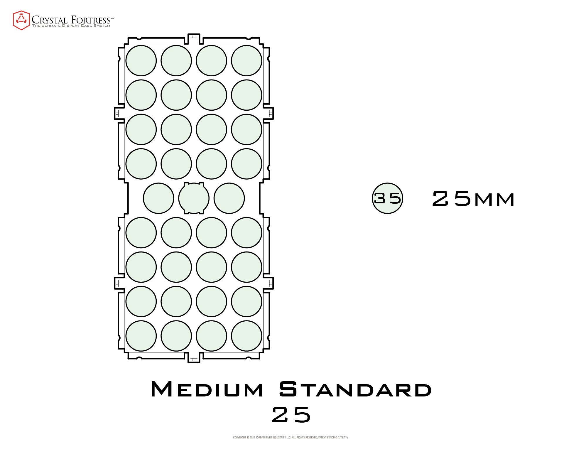 Diagram of Medium Standard 25mm acrylic display case base - small image