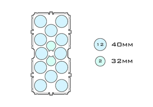 Diagram of Medium Standard 40mm acrylic display case base