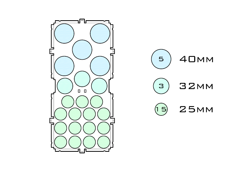 Diagram of Squad 40.5 32.3 25.15 acrylic display case base
