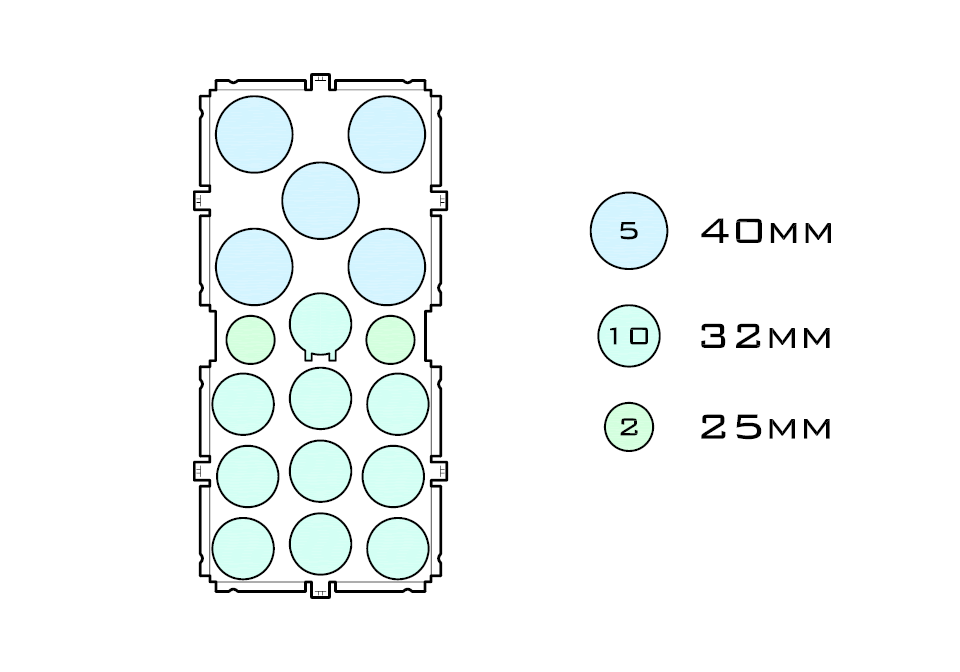 Diagram of Squad 40.5 32.10 25.2 acrylic display case base