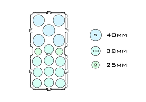 Diagram of Squad 40.5 32.10 25.2 acrylic display case base