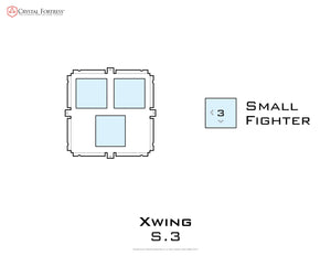Diagram of X-Wing S.3 miniatures acrylic display case base - small image