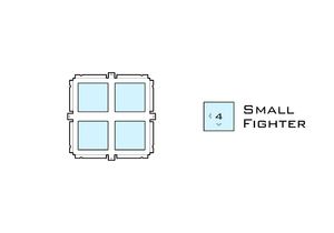 Diagram of X-Wing S.4 miniatures acrylic display case base