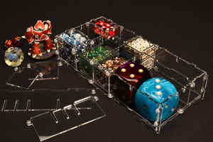Acrylic display case pod for miniatures, models, and gaming dice