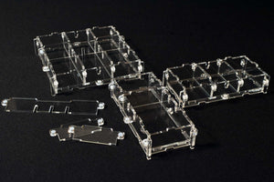 Modular acrylic display case pods for miniatures or models
